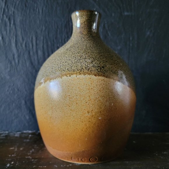 Vintage Mid Century Pottery Craft USA Stoneware Glaze Dipped Brown Bud Vase - Picture 2 of 7